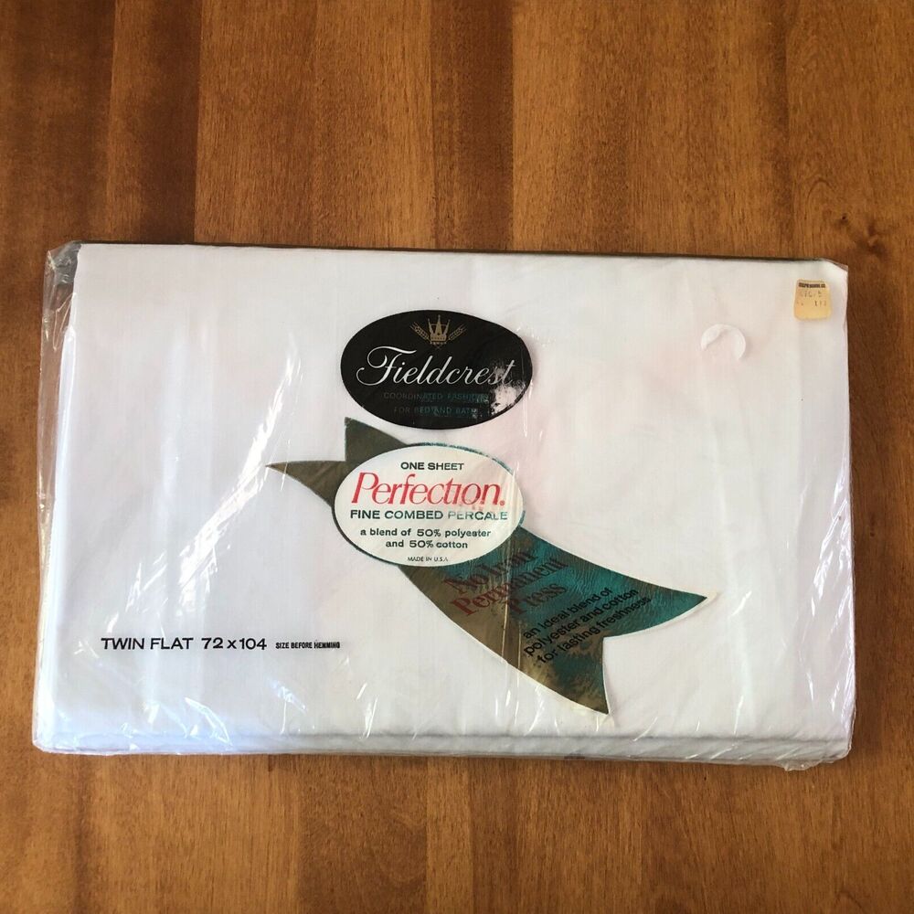 Fieldcrest Perfection Twin Flat Sheet White Combed Percale VINTAGE NEW